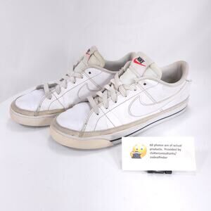 Nike Court Legacy Leather Lace Up Tennis Shoe Womens Size 8.5 CU4149-101 White